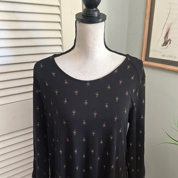 GARNET HILL Dress Womens Large Black Jersey Knit Geometric Casual Travel Fall - Picture 3 of 13